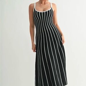 Zesica Black & White Striped Maxi Dress - Women